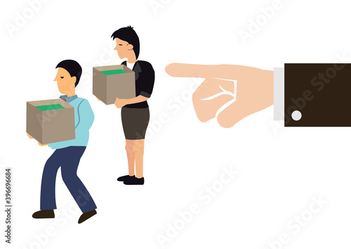Employer fired employees. Mass layoff or retrenchment concept.