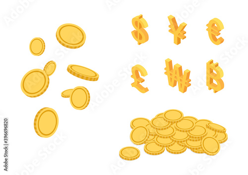 お金・コイン・メダル・通貨のイラスト素材