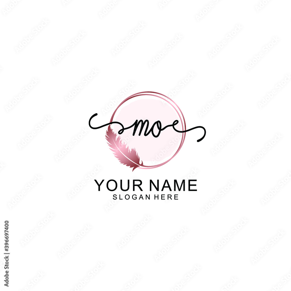 Initial MO Handwriting, Wedding Monogram Logo Design, Modern Minimalistic and Floral templates for Invitation cards