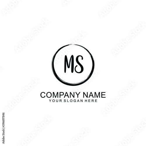 Initial MS Handwriting, Wedding Monogram Logo Design, Modern Minimalistic and Floral templates for Invitation cards