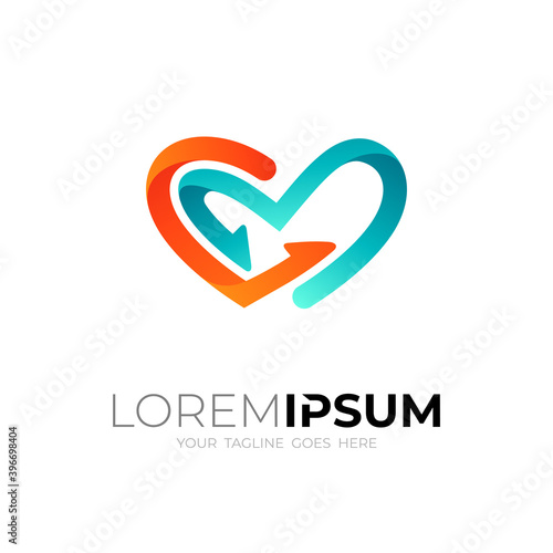 CM logo with love design combination, heart and letter CM logo.