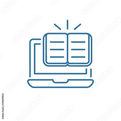   Internet network as knowledge base.  User guide manual . Vector linear icon isolated on white background.