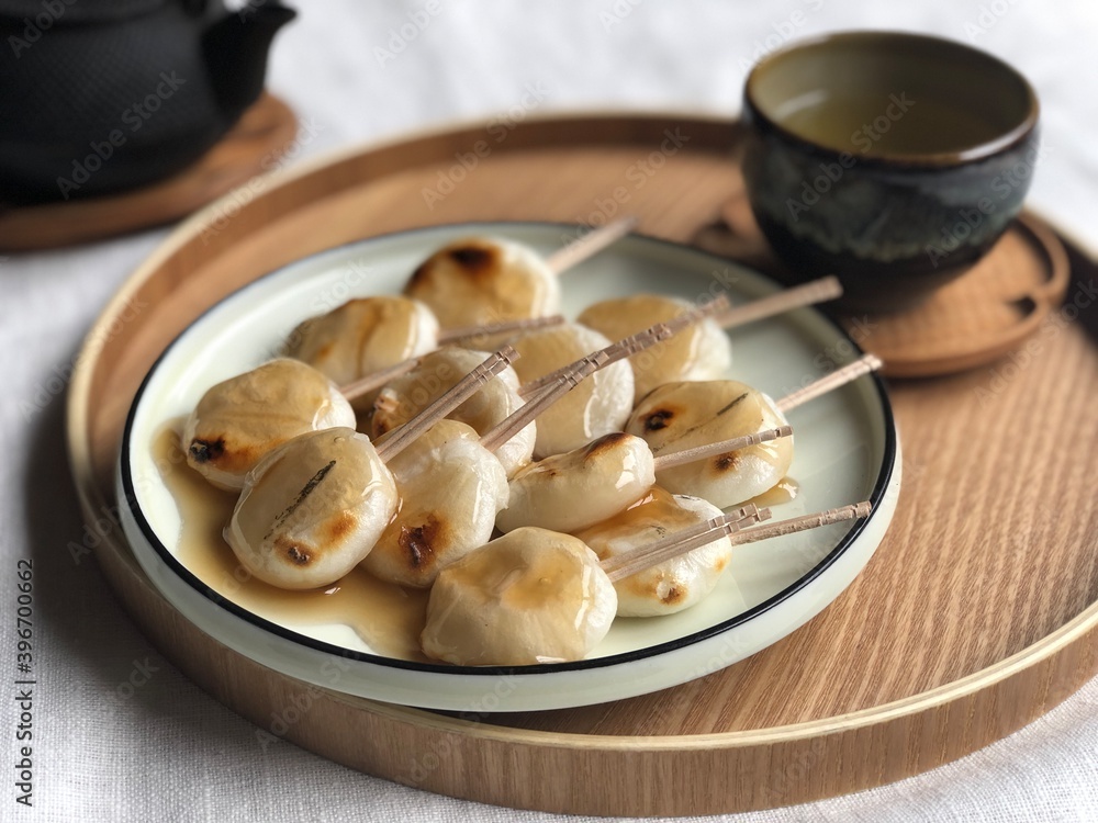 Janbo Mochi (Rice Cake with Sweet Soy Sauce) in Kagoshima Prefecture, Japan Janbo Mochi (Rice Cake with Sweet Soy Sauce) in Kagoshima Prefecture, Japan
