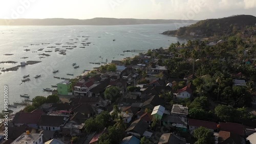 Gerupuk Lombok, Fishers Village In Lombok, Indonesia - Aerial Drone Pullback photo