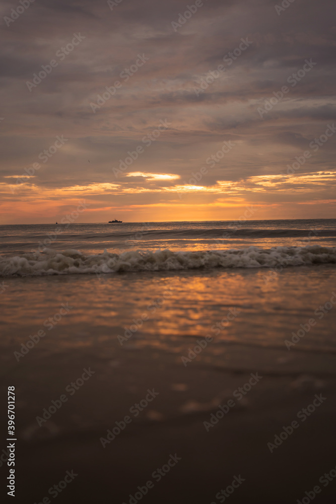Beautiful sunrise in the sea on the beach