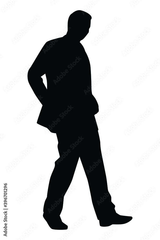 Fototapeta premium Walking businessman silhouette vector on white