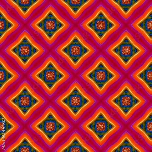 colorful symmetrical repeating patterns for textiles, ceramic tiles, wallpapers and designs. © t2k4