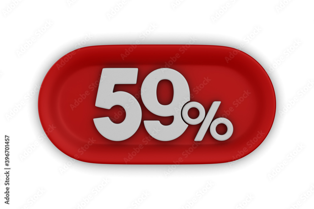 Button with fifty nine percent on white background. Isolated 3D illustration Button with fifty nine percent on white background. Isolated 3D illustration