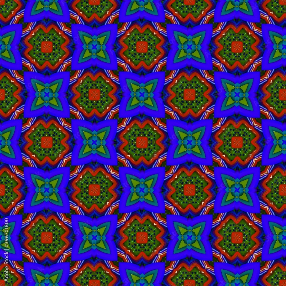 colorful symmetrical repeating patterns for textiles, ceramic tiles, wallpapers and designs.