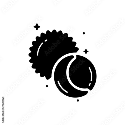 sun and moon. Glyph color style .Space science astronomy icon symbol. Vector Illustration. Black Siluet