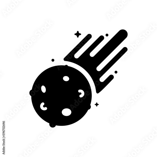 meteor shower. Glyph color style .Space science astronomy icon symbol. Vector Illustration. Black Siluet