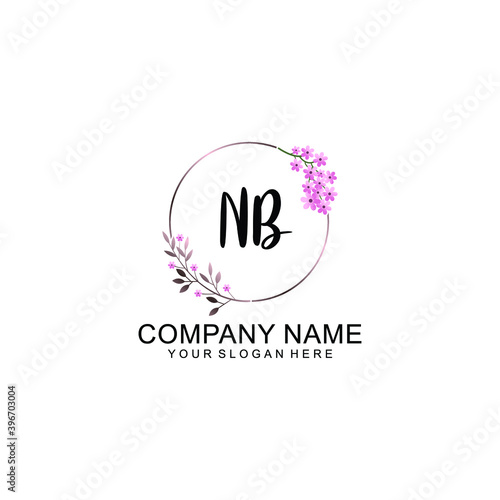 Initial NB Handwriting  Wedding Monogram Logo Design  Modern Minimalistic and Floral templates for Invitation cards