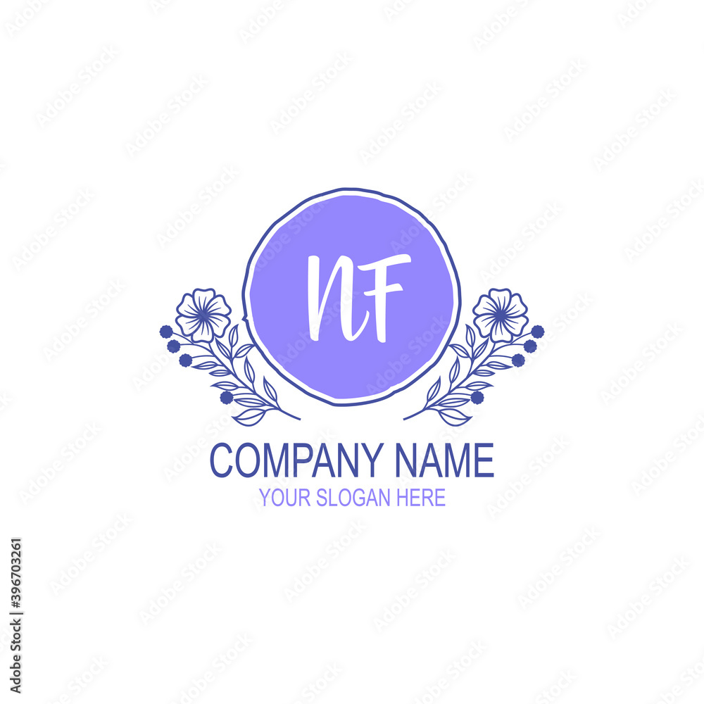 Initial NF Handwriting, Wedding Monogram Logo Design, Modern Minimalistic and Floral templates for Invitation cards