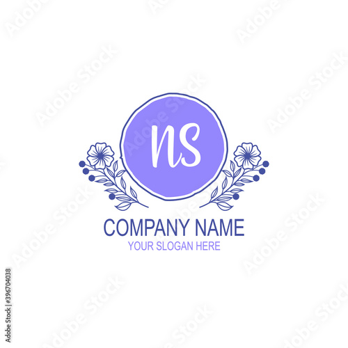 Initial NS Handwriting  Wedding Monogram Logo Design  Modern Minimalistic and Floral templates for Invitation cards