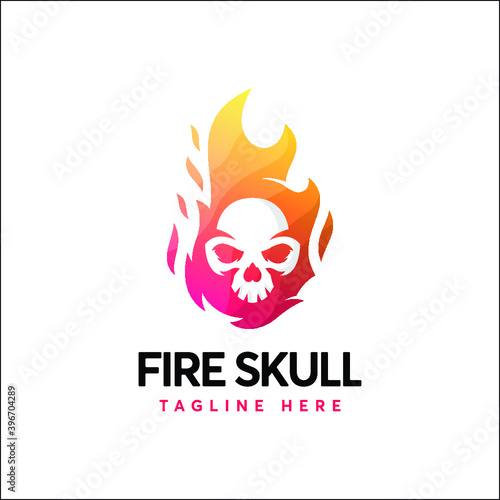 Fire Skull Logo Design Vector