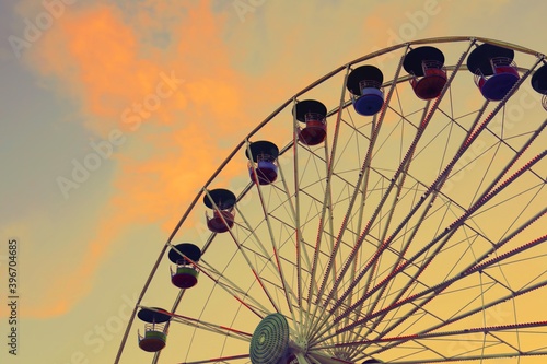 Giant wheel in amusement park.