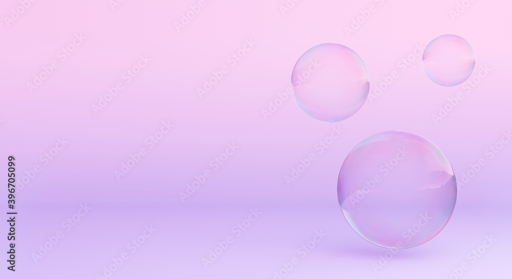 Abstract cosmetic background with soap bubble water. 3d render of pastel ball. Abstract cosmetic background with soap bubble water. 3d render of pastel ball.