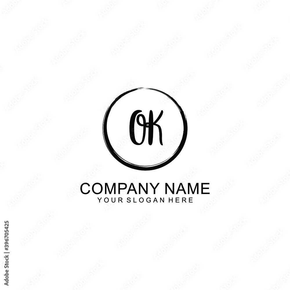 Initial OK Handwriting, Wedding Monogram Logo Design, Modern Minimalistic and Floral templates for Invitation cards