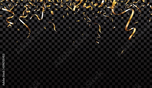 Gold confetti background, isolated on transparent background