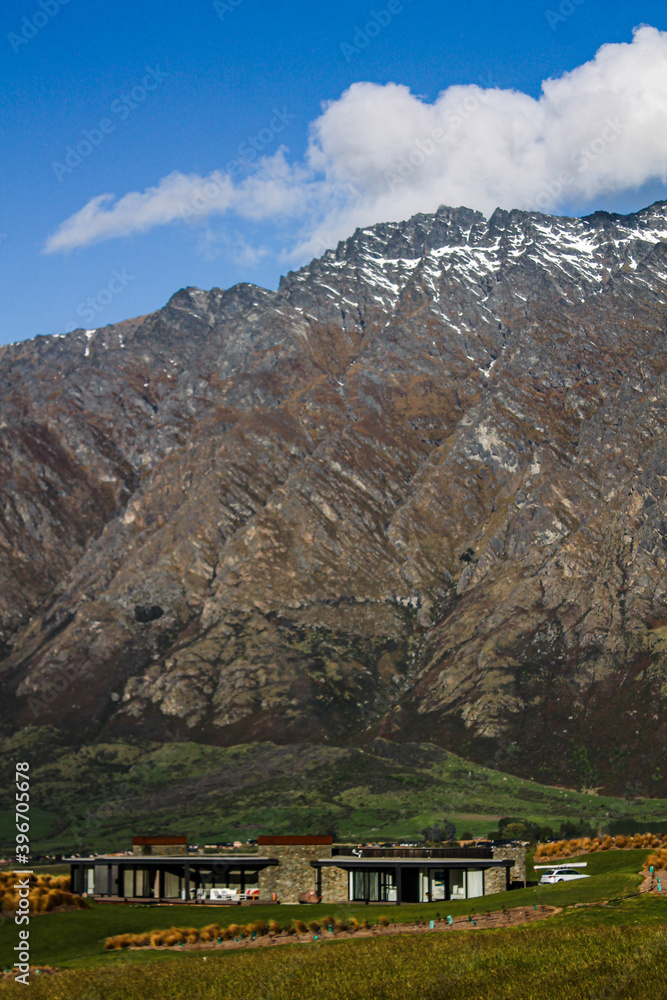 house next to mountain