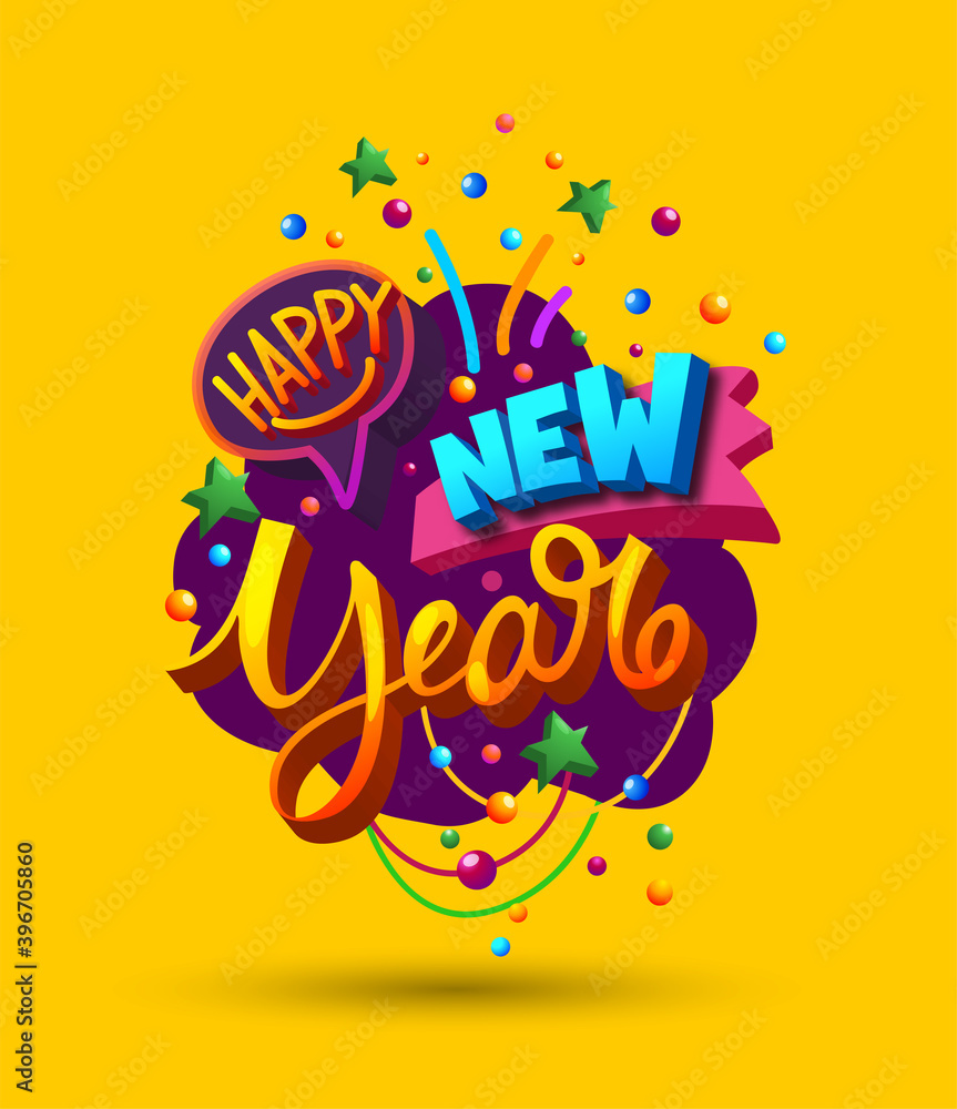 2021 HAPPY NEW YEAR script text hand lettering. Design template Celebration. Festive poster or banner design. Modern lettering composition 2021 HAPPY NEW YEAR script text hand lettering. Design template Celebration. Festive poster or banner design. Modern lettering composition