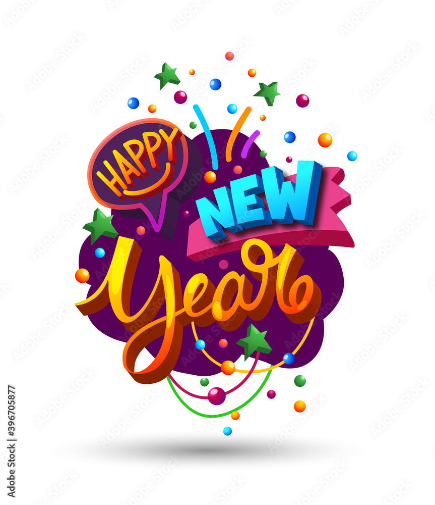 2021 HAPPY NEW YEAR script text hand lettering. Design template Celebration. Festive poster or banner design. Modern lettering composition 2021 HAPPY NEW YEAR script text hand lettering. Design template Celebration. Festive poster or banner design. Modern lettering composition