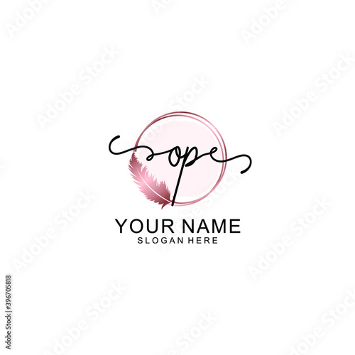 Initial OP Handwriting, Wedding Monogram Logo Design, Modern Minimalistic and Floral templates for Invitation cards