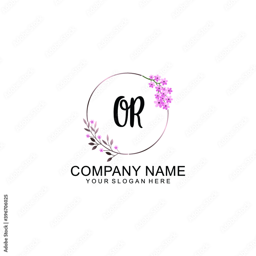 Initial OR Handwriting, Wedding Monogram Logo Design, Modern Minimalistic and Floral templates for Invitation cards