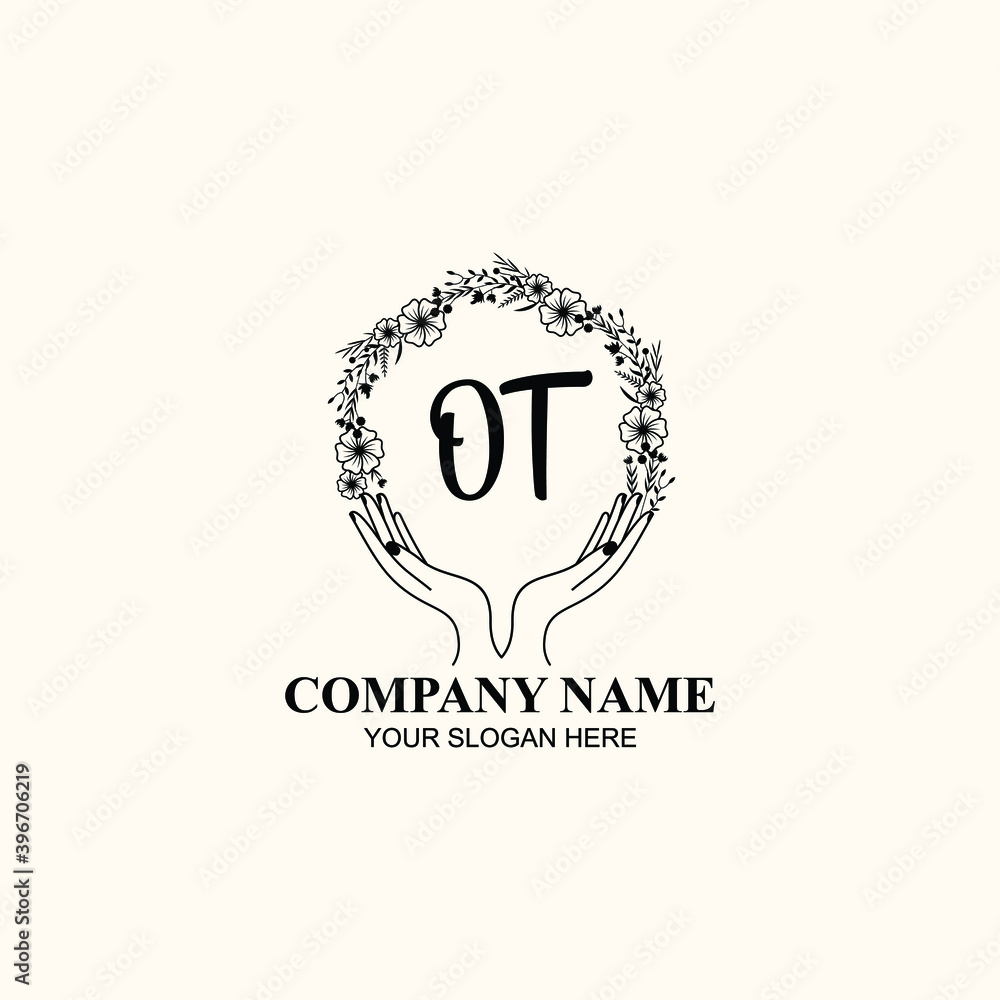 Initial OT Handwriting, Wedding Monogram Logo Design, Modern Minimalistic and Floral templates for Invitation cards