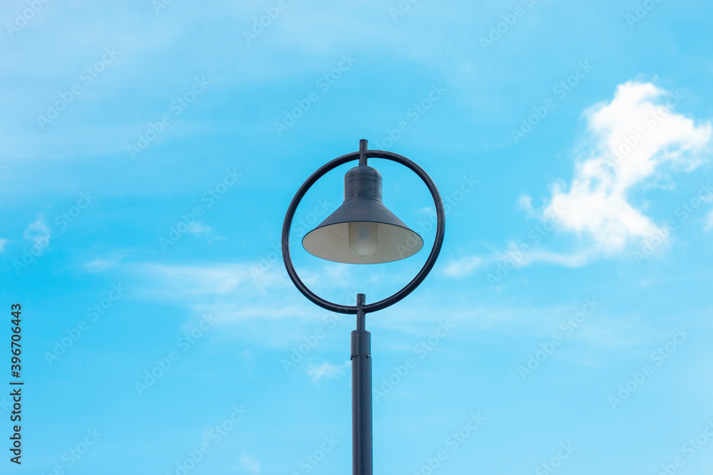 Street light pole on bright sky in day time. Street light pole on bright sky in day time.