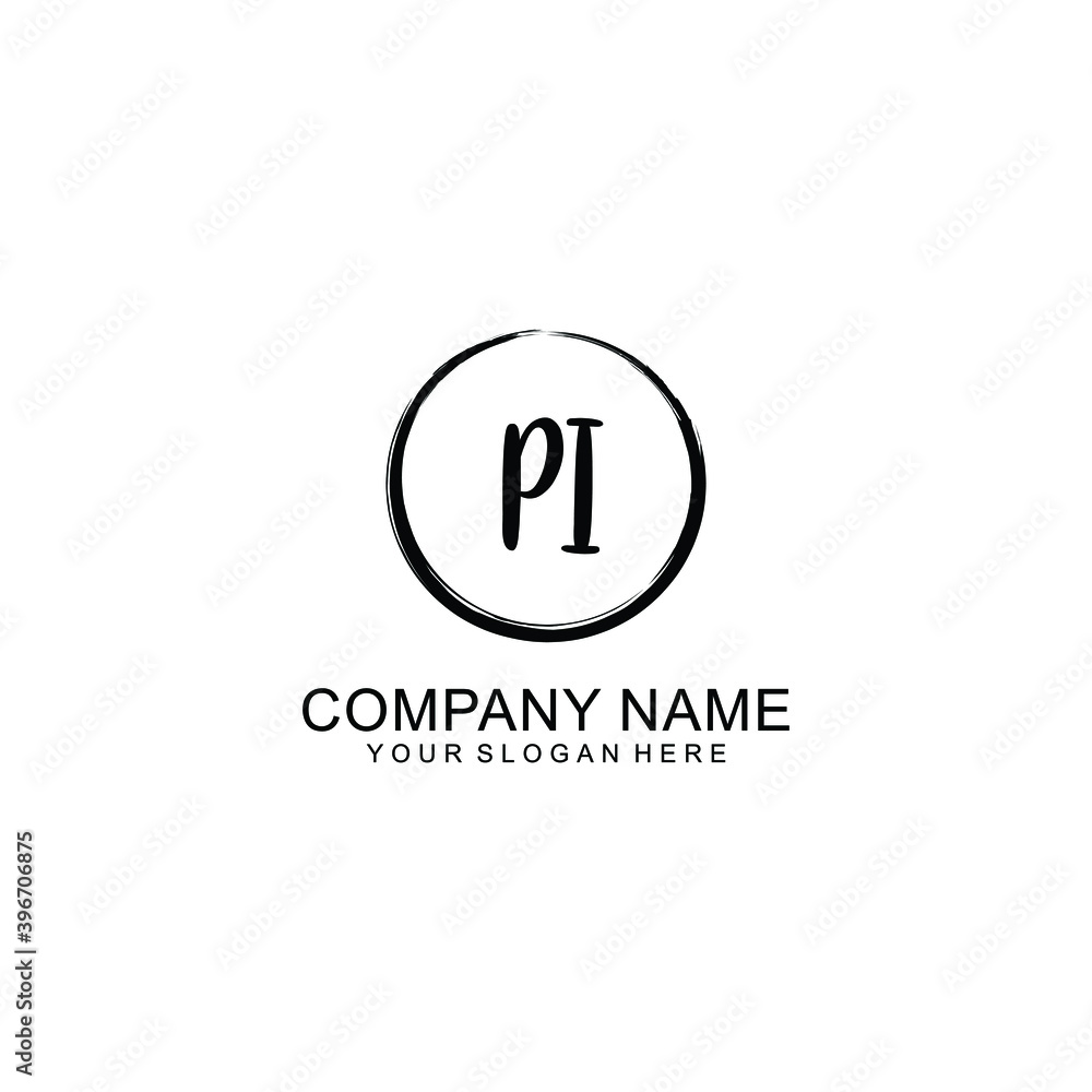 Initial PI Handwriting, Wedding Monogram Logo Design, Modern Minimalistic and Floral templates for Invitation cards