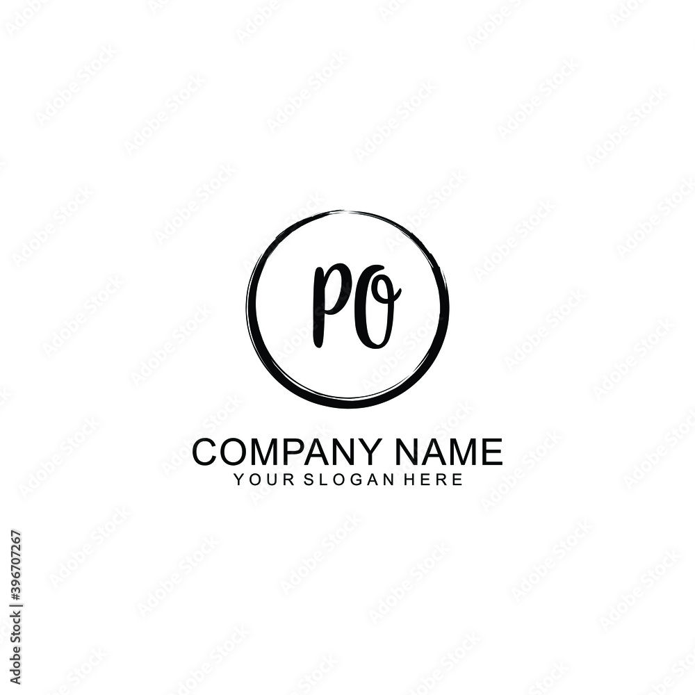 Initial PO Handwriting, Wedding Monogram Logo Design, Modern Minimalistic and Floral templates for Invitation cards