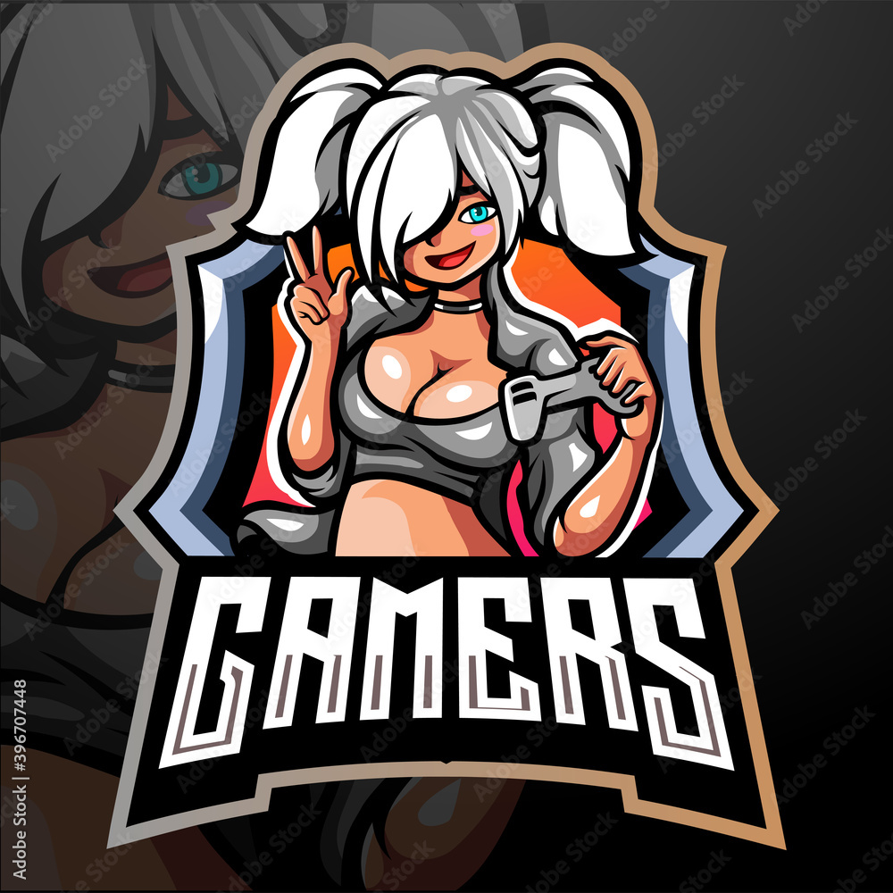 Gamer girls mascot. esport logo design
