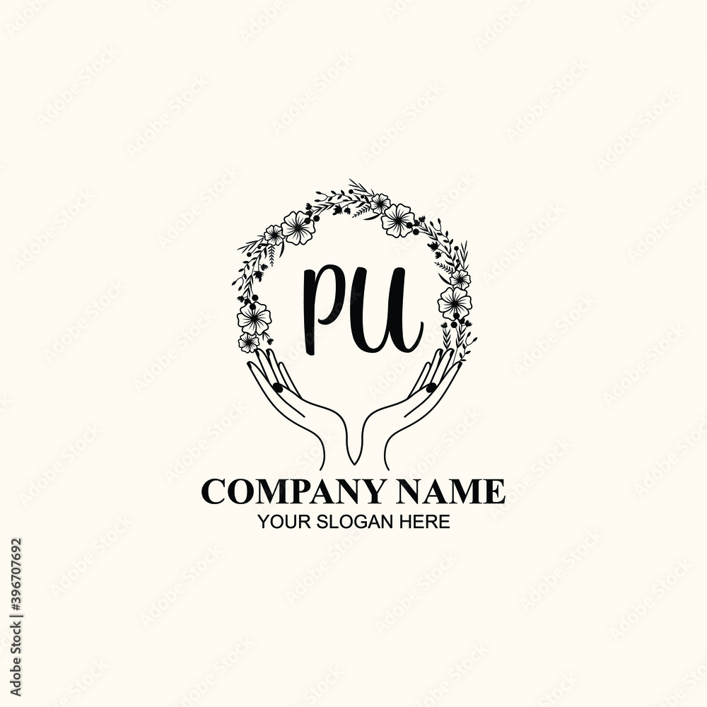 Initial PU Handwriting, Wedding Monogram Logo Design, Modern Minimalistic and Floral templates for Invitation cards Initial PU Handwriting, Wedding Monogram Logo Design, Modern Minimalistic and Floral templates for Invitation cards