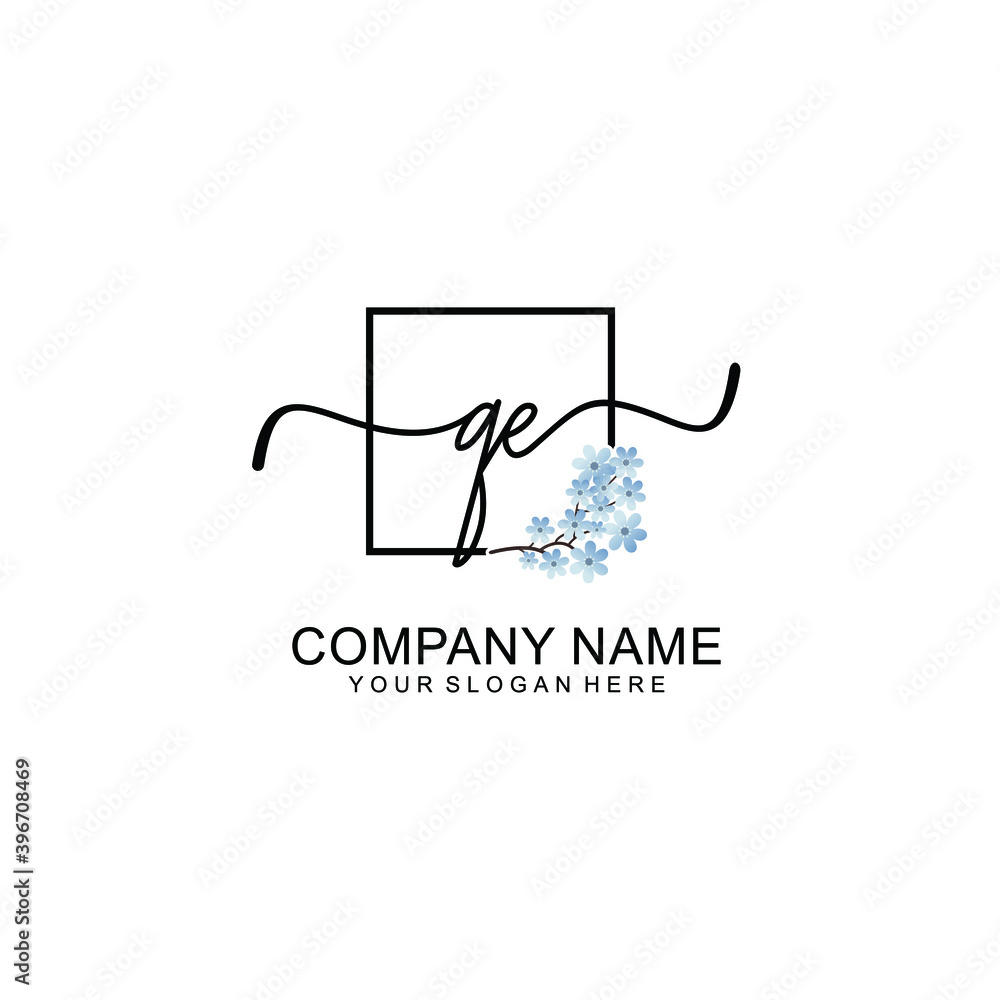 Initial QE Handwriting, Wedding Monogram Logo Design, Modern Minimalistic and Floral templates for Invitation cards Initial QE Handwriting, Wedding Monogram Logo Design, Modern Minimalistic and Floral templates for Invitation cards