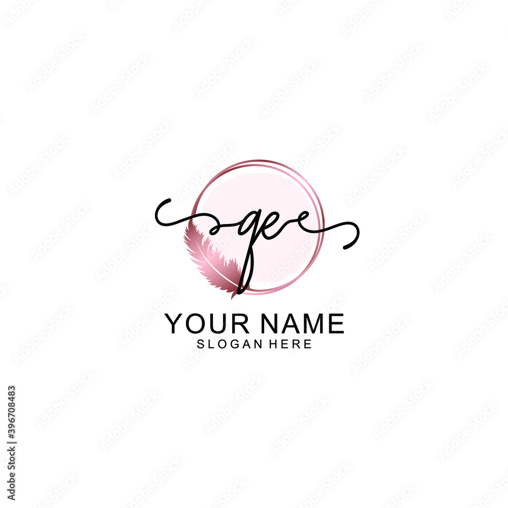 Initial QE Handwriting, Wedding Monogram Logo Design, Modern Minimalistic and Floral templates for Invitation cards Initial QE Handwriting, Wedding Monogram Logo Design, Modern Minimalistic and Floral templates for Invitation cards