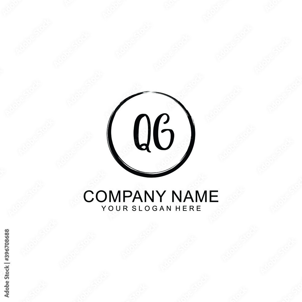 Initial QG Handwriting, Wedding Monogram Logo Design, Modern Minimalistic and Floral templates for Invitation cards