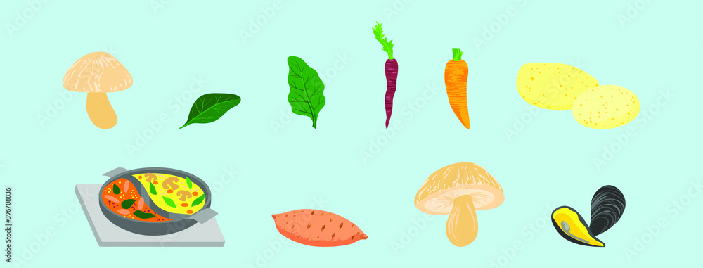 set of hotpot cartoon icon design template with various models. vector illustration isolated on background set of hotpot cartoon icon design template with various models. vector illustration isolated on background