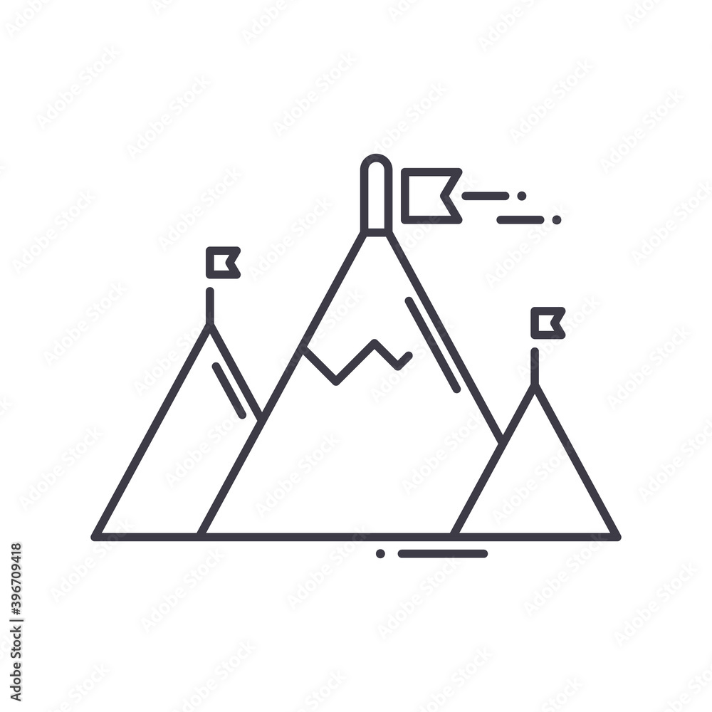 Mission icon, linear isolated illustration, thin line vector, web design sign, outline concept symbol with editable stroke on white background.