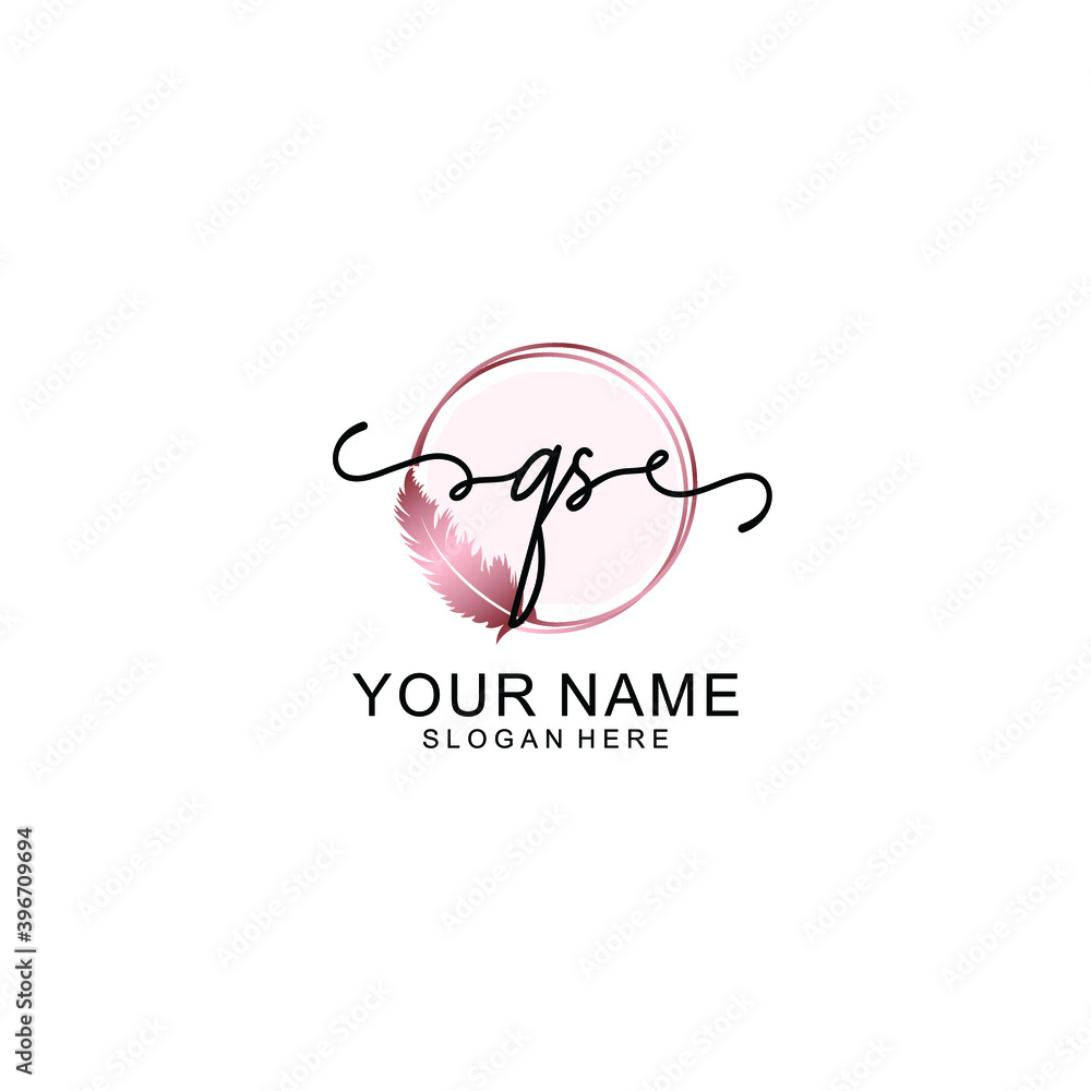 Initial QS Handwriting, Wedding Monogram Logo Design, Modern Minimalistic and Floral templates for Invitation cards Initial QS Handwriting, Wedding Monogram Logo Design, Modern Minimalistic and Floral templates for Invitation cards
