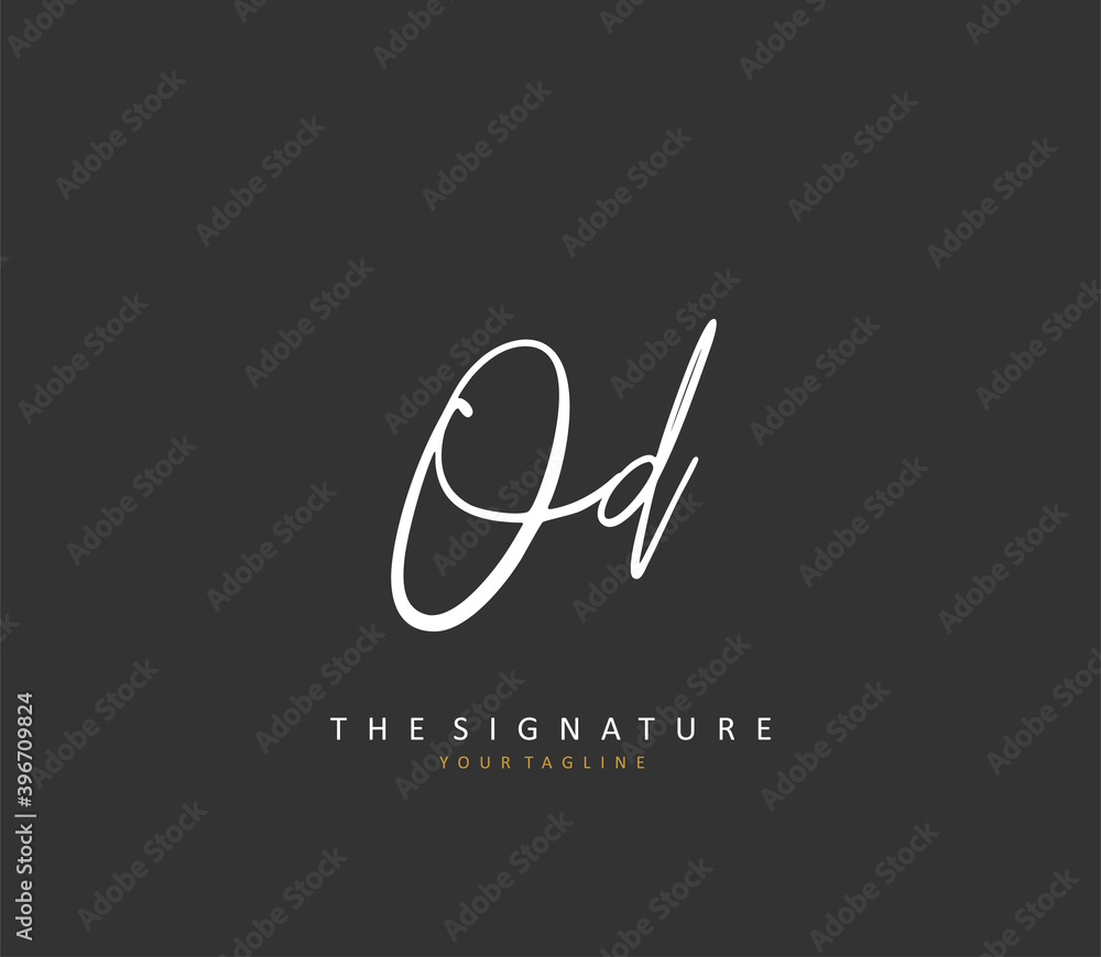 OD Initial letter handwriting and signature logo. A concept handwriting initial logo with template element. - obrazy, fototapety, plakaty 