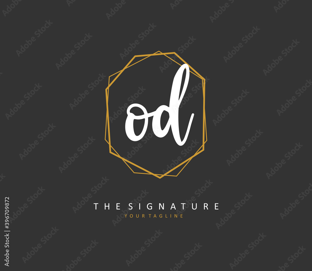 Obraz premium OD Initial letter handwriting and signature logo. A concept handwriting initial logo with template element.