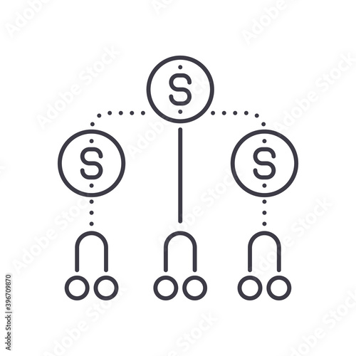 Mlm marketing icon, linear isolated illustration, thin line vector, web design sign, outline concept symbol with editable stroke on white background.