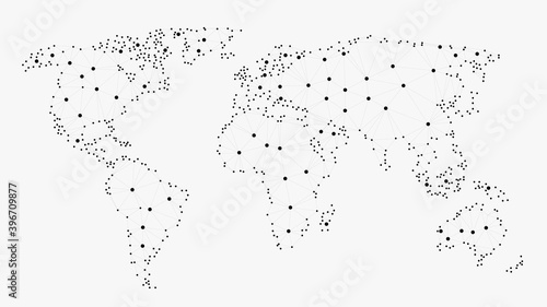 Foto Networking world map, polygonal world map