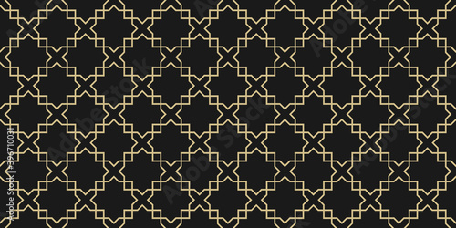 Arabic geometric seamless pattern,black and gold texture