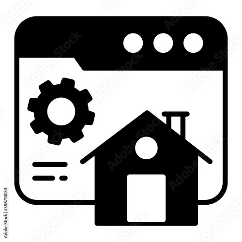 Browse Configuration Vector Glyph Icon Design, Cloud computing and Internet hosting services Symbol on White background, Home Page Setting Concept,  Web Page Viewer UI Software 