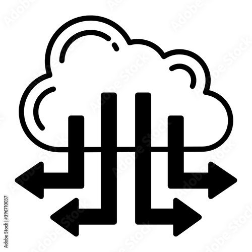 Cloud Connection Concept Vector Glyph Icon design, Cloud computing and Internet hosting services Symbol on White background 
