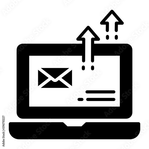 Email Send All Sign concept, Email Burst at once Vector glyph Icon Design, Cloud computing and Internet hosting services Symbol on White background 