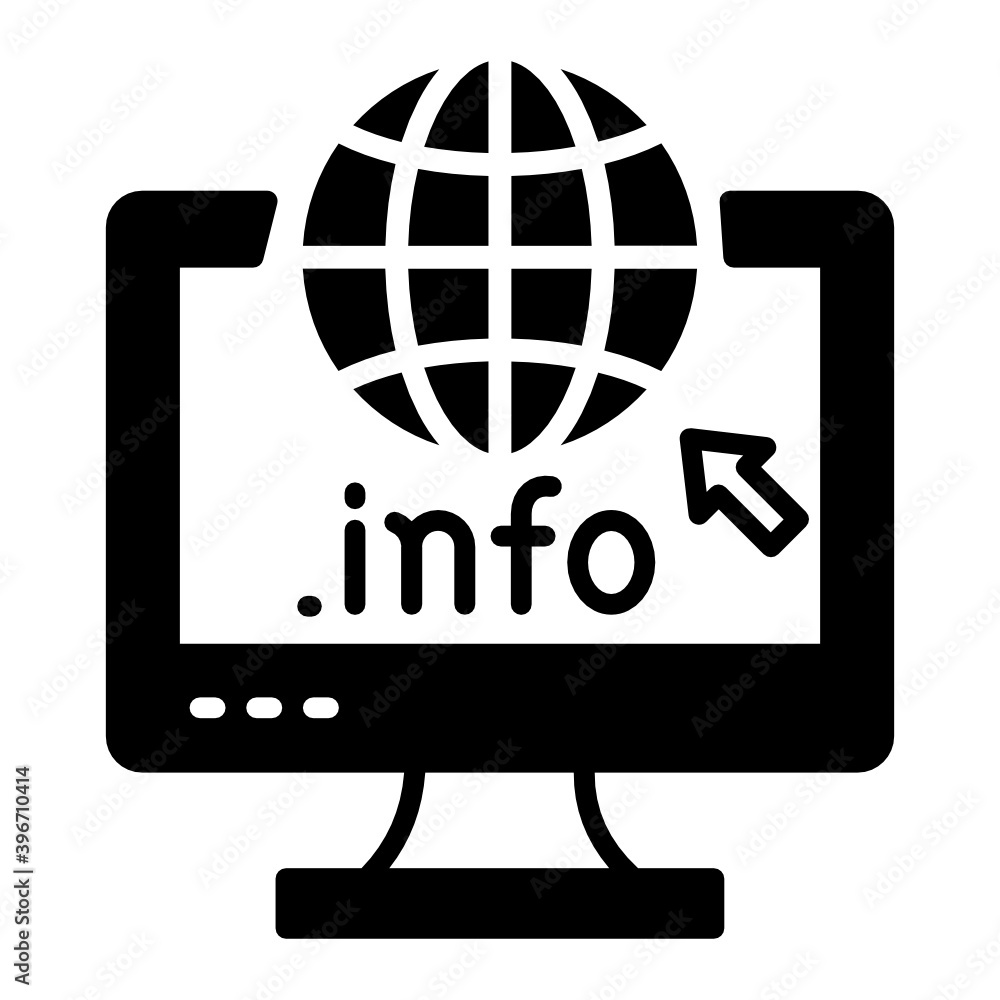 dot info generic top level domain concept, gtld vector glyph icon design, Domain for information Website Sign, Cloud computing and Internet hosting services Symbol on White background dot info generic top level domain concept, gtld vector glyph icon design, Domain for information Website Sign, Cloud computing and Internet hosting services Symbol on White background