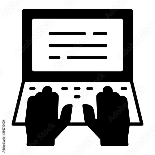 Tech Support forum concept, Typing Speed Test Vector Glyph Icon Design, Cloud computing and Internet hosting services Symbol on White background 